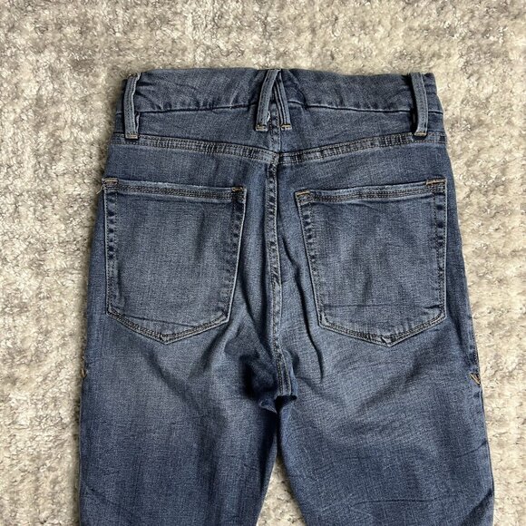 Good American Jeans 2/26 Good Waist Denim Blue Stretch Distressed Raw Hem Skinny - Picture 5 of 12